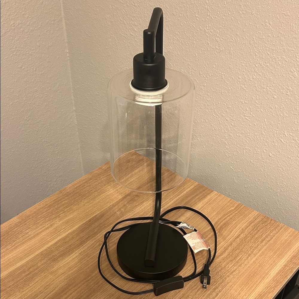 Mid Century Modern Industrial Black Glass Table Desk Lamp - 19.5 inches tall - Picture 2 of 3